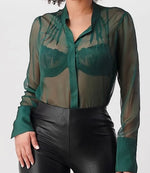 Load image into Gallery viewer, Sandi Sheer Emerald Blouse
