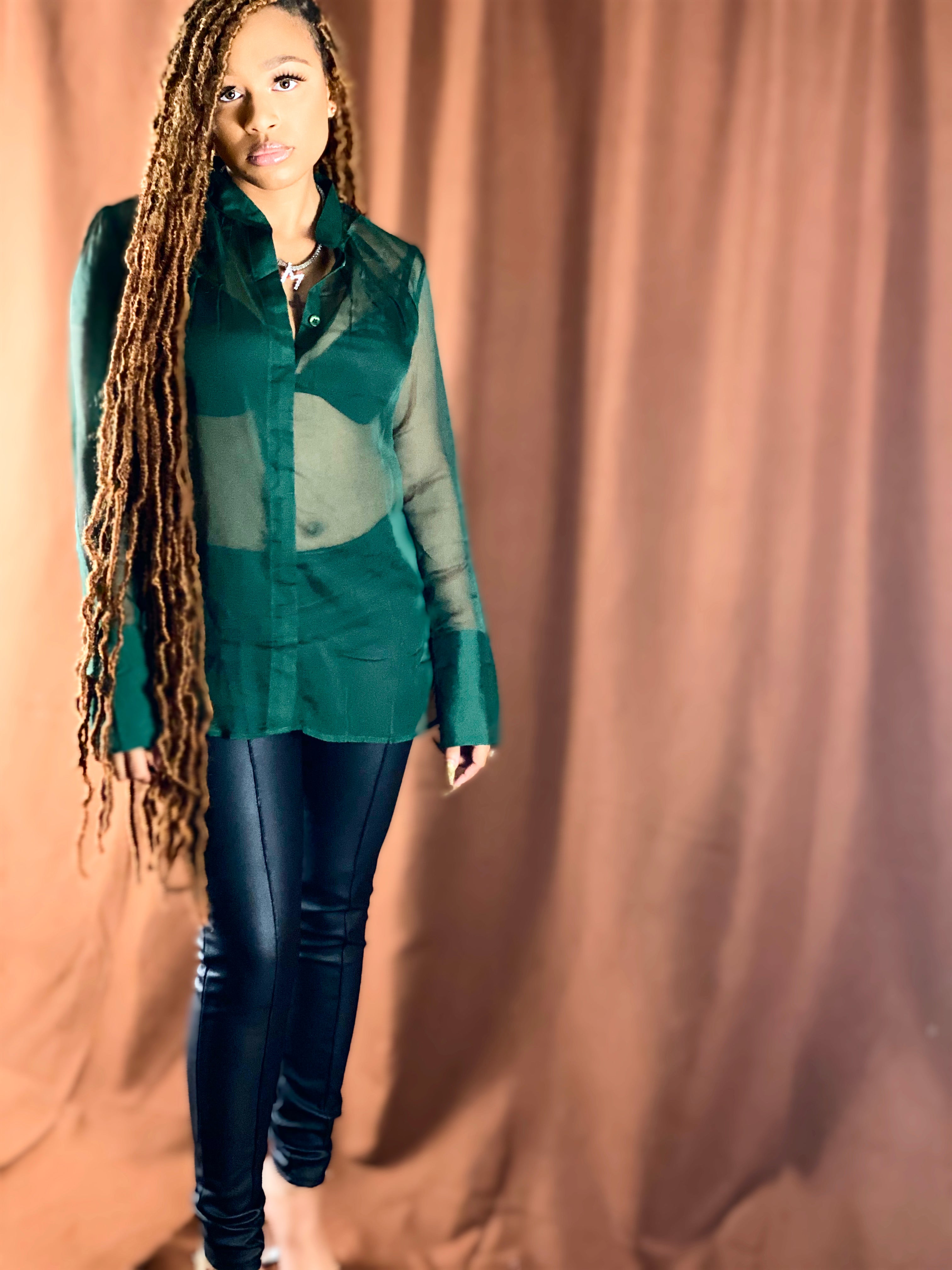 Sandi Sheer Emerald Blouse