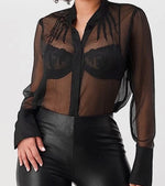 Load image into Gallery viewer, Sandi Sheer Black Blouse
